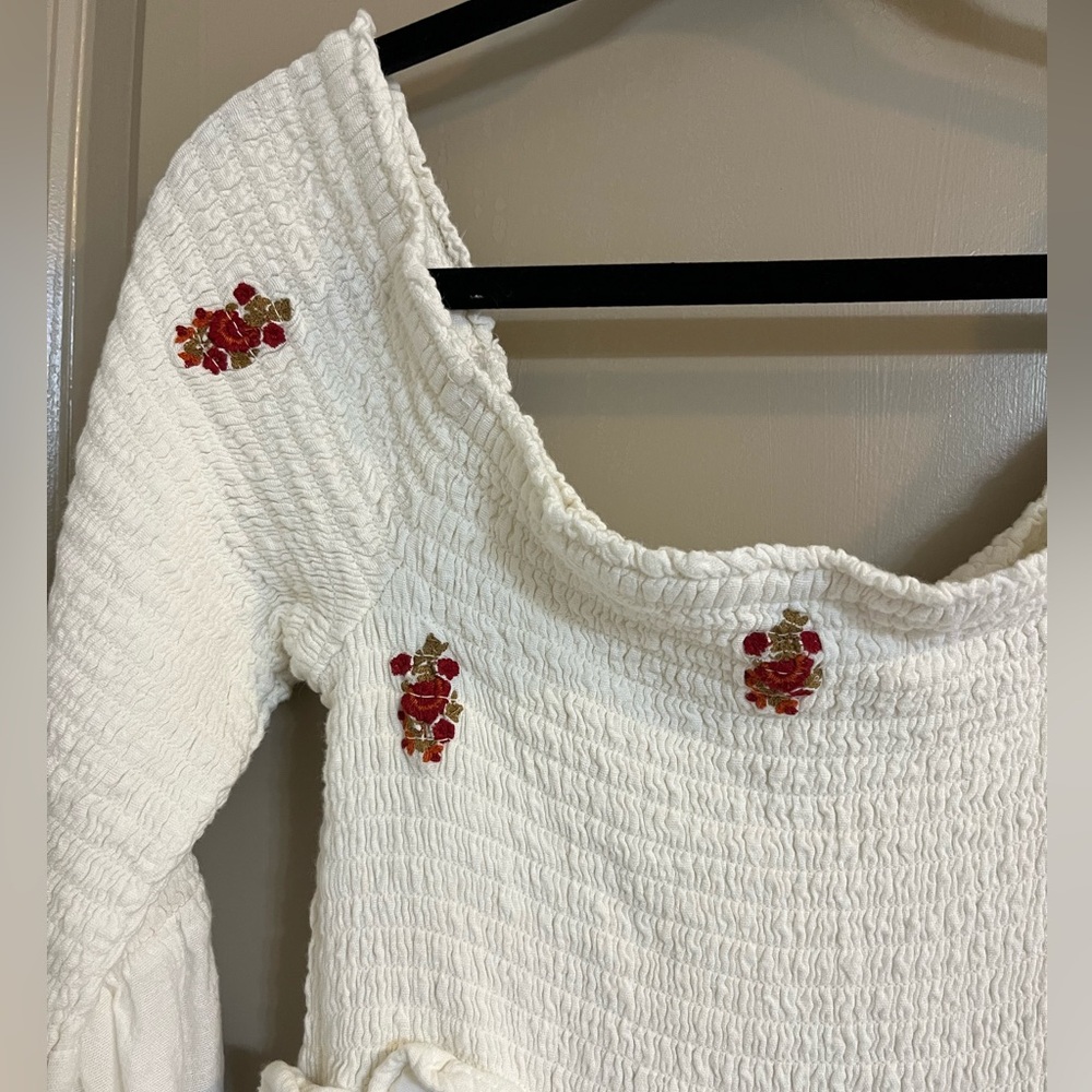 Free People Counting Daisies Embroidered Off the Shoulder Dress Size L - Picture 9 of 11